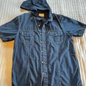 Marc Ecko Charcoal Blue Button-Up Short Sleeve Shirt